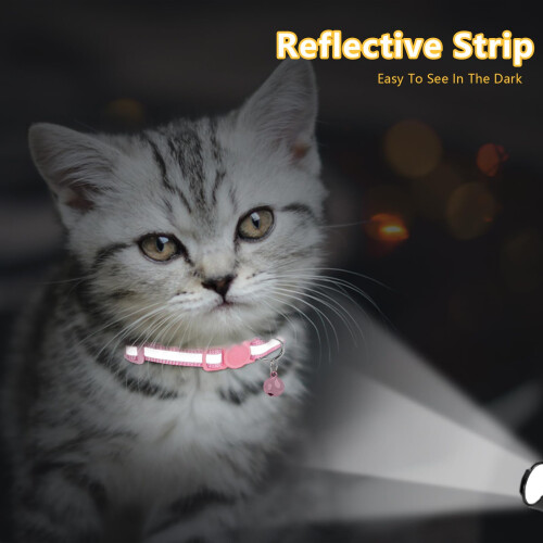 Taglory Reflective Cat Collar with Bell and Safety Release, 2-Pack Gir 2