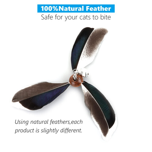 Cobee Cat Wand Toys - Interactive Feather Propeller Wand with 2 Refill 2
