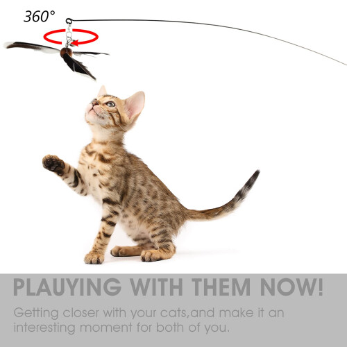 Cobee Cat Wand Toys - Interactive Feather Propeller Wand with 2 Refill 1
