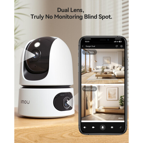 Imou Dual-Lens 2K+2K Indoor Security Camera, House Security Camera 360 2