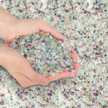 T4U Crystal Chips Stone Crushed Quartz Glass 900g (2 lb), Fluorite Tum