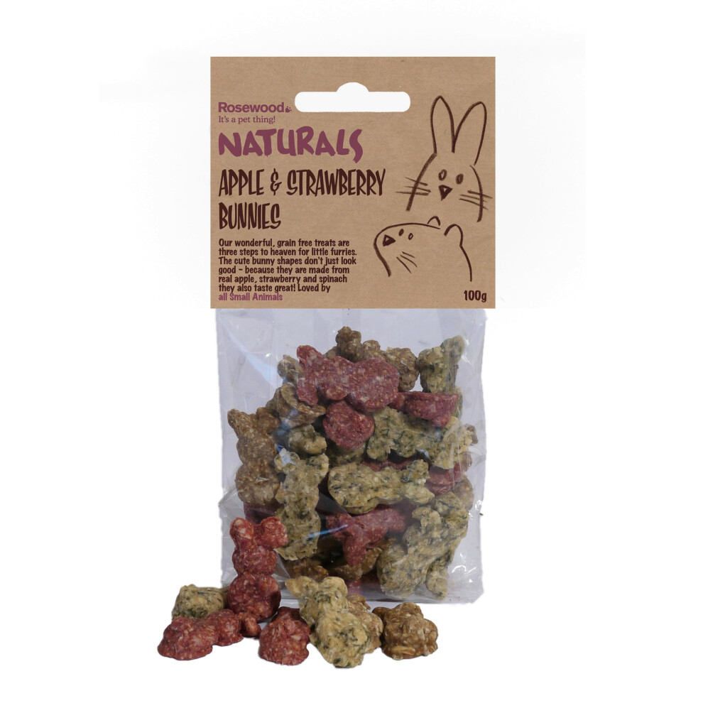 Rosewood Naturals Apple & Strawberry Bunnies, Small Animal Treats For