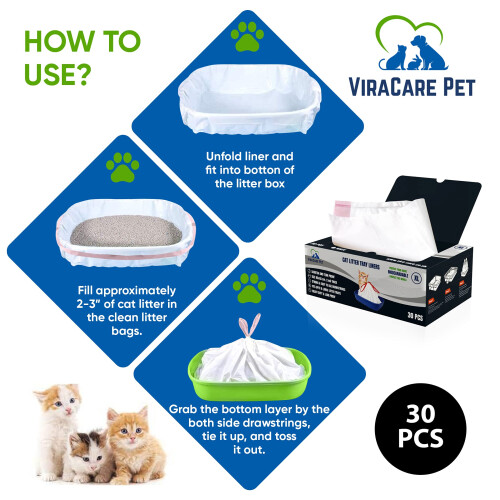 120 x Cat Litter Tray Liners Extra Large | With Drawstrings | Biodegra 2