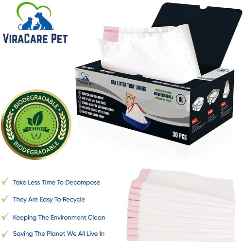 120 x Cat Litter Tray Liners Extra Large | With Drawstrings | Biodegra 1