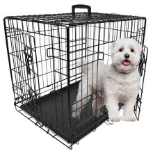 DogCrates+ Small Foldable Dog Crate with 2 Doors, Non-Chew Plastic Rem