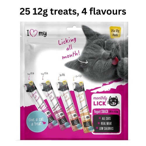 Cat Yoghurt Lickable Treats (25 Pack) Mixed Variety - Chicken, Salmon, 1