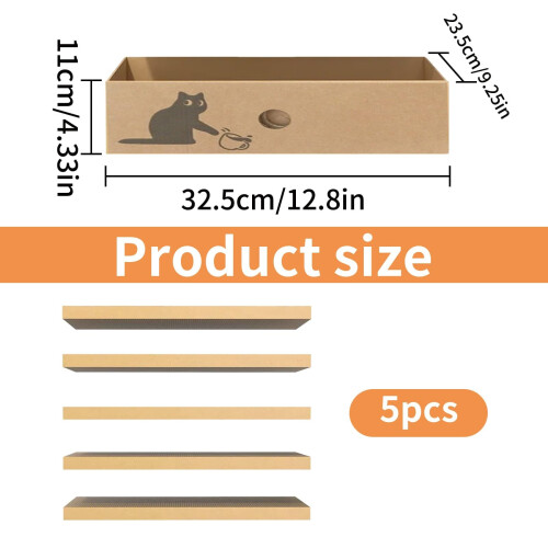 5 Pcs Cat Scratching Board with Box, Reversible Scratch Pad, Corrugate 1