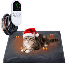 Qoosea Pet Heating Pad, 45 * 45 cm Electric Pet Heated Mat 30~60 Adju
