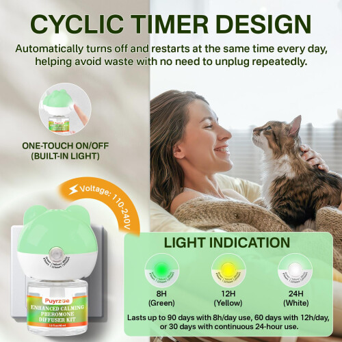 puyrzoe Cat Calming Diffuser with Three Timing Functions, 3-IN-1 Cat P 1