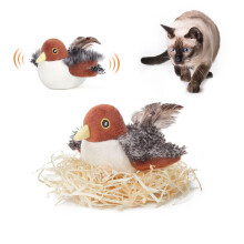 Potaroma Cat Toys Rechargeable Flapping Bird Sparrow, Lifelike Chirp,