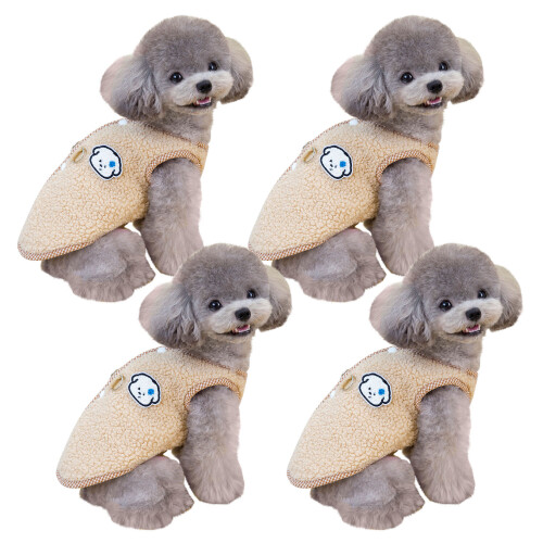 4er-Pack Hunde-Fleecewesten, warm, schützend, mit-Khaki M