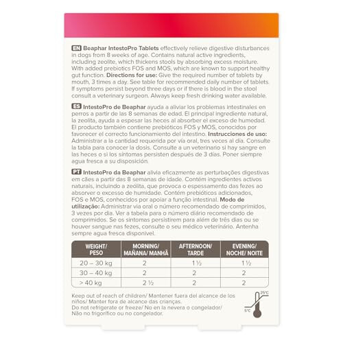 Beaphar Beaphar – IntestoPro Prebiotic Stool Firming Tablets for Medium and La 1