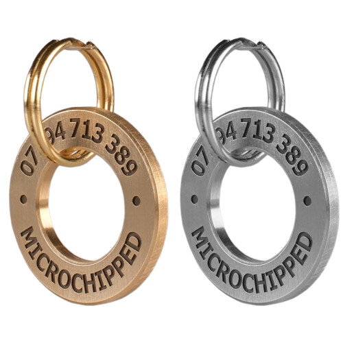 Round Solid Brass and Stainless Steel, Deep Engraved, Custom Pet ID Ta