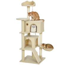 PawHut 140cm Cat Tree, Multi-Level Large Cat Tower with 3 Sisal Scratc