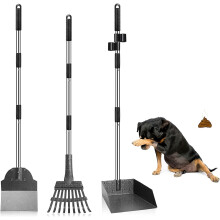 Snagle Paw 3 Pack Metal Pet Poop Scoop,Tray and Rake,Adjustable Long H