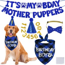 STMK Dog Birthday Decorations, Multi Sizes Dog Birthday Hat Bandana Bo