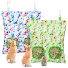UPINS 2 Pack Rabbit Hay Feeder, Guinea Pig Hay Bag for Guinea Pig Cage