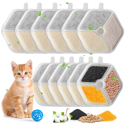 12 Cat Water Fountain Filters for Oneisall PTM-643 Wireless Ultra Qui