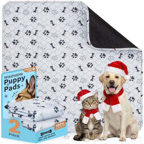 PmakeEorT Puppy Pads Washable, 2 Pack Reusable Dog Training Pads Fast