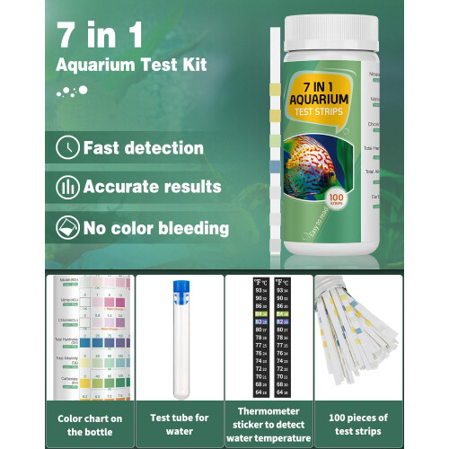 Pawfly 7 in 1 Aquarium Test Strips 100 Strip Fish Tank Testing Strips 1