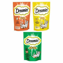 Dreamies Treats Pack of 3 with Chicken Cheese & Catnip Flavours | Crun