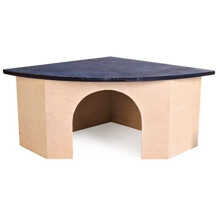 CROCI Wood Corner House with Blue Roof, 29 x 13 x 21 cm