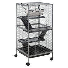 PawHut Small Animal Cage with Wheels Pet Home for Chinchillas Ferrets