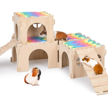 BeBeJoJo Wooden Guinea Pig House 105x25x20cm, Pet Animal Hide Hideout