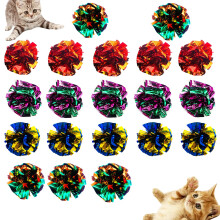 BIPY 20PCS Crinkle Balls Cat Toy Shiny Mylar Crinkle Cats Toys Ball Co