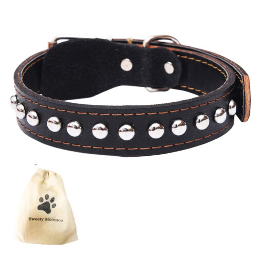 SweetyMooMoo Genuine Leather Dog Collar Best for Small and Medium Larg