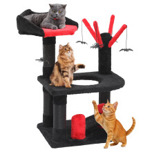 DWVO 61.5 cm Gothic Indoor Cat Tree with Bed, Spider Hanging Ball, and