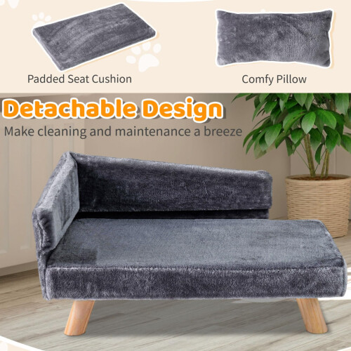 Maxmass Elevated Pet Sofa Bed, Dog Couch with Removable Cushion and St 2