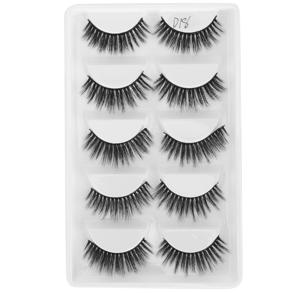 5 Pairs Thick Dense 3D Long Curly False Eyelashes, Soft Synthetic Fiber
