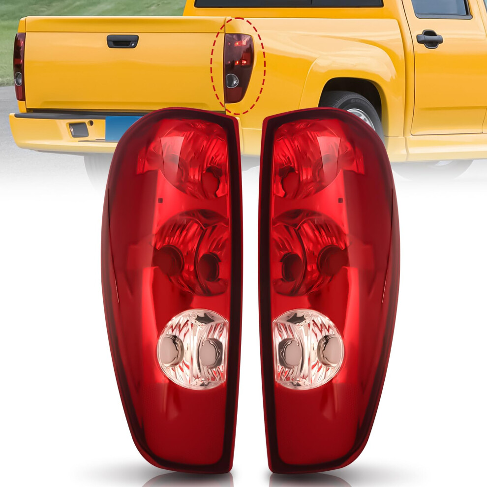 Halogen Tail Lights Assembly For 20042012 Chevy Colorado Gmc Canyon, Oem Chrome Housing, Waterproof Shockproof, Rear Brake Signal Lamps, 2Pcs 9199774519243