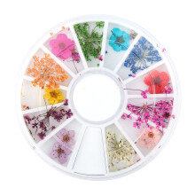 Negleklistremerker dekorasjon med ekte tørkede blomster, fargerike tørkede blomster3D neglekunstklistremerke brukervennlig harpiks håndverksutstyr