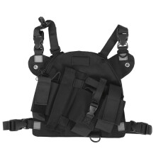 Imbracatura pettorale per walkie talkie, marsupio frontale in tessuto di tela con design antifurto, leggero, con tracolla regolabile e custodia.