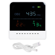 Luchtkwaliteitsmeter voor binnen met zeer nauwkeurige dubbele chip, AQI-sensor met smiley-gezicht, digitale luchtkwaliteitsmeter met CO2-detectie,