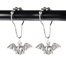 Halloween Bat Shower Curtain Hooks Set of 12 Stainless Steel Rings for Haunted House Bathroom Decor