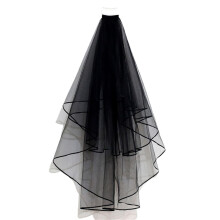Wedding Veil Black Lace Tulle Double Layer Bridal Cosplay Halloween Theme Party Hair Accessory
