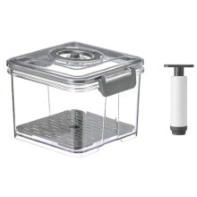 Vacuum Matförvaringsbehållare Transparent Kylskåp med Avloppsnätkapacitet Matdispenser för Kök Grå S