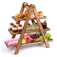 Serviertabletts mit 3 Ebenen Aus Holz, Cupcake-Ständertürme Zur Präsentation Von Desserttischen, Dreistufiger Tablettständer Aus Abnehmbarem Holz