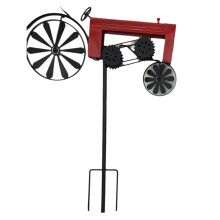 Trädgårdsstake, Gårdstraktor, Vridande Hjul, Vintage Finish, Tractor Wind Spinner, Tractor Yard Stake Cart Rött