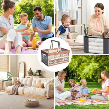Fallbar Picknickkorg för Utomhusbruk Bärbar Campingförvaringsbehållare Plastram Stor Kapacitet Stormarknad Shopping A