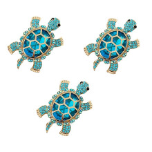 Spilla con Tartaruga Piena di Diamanti Spilla con Strass di Design di Nicchia di Fascia Alta Spilla Europea e Americana Blu