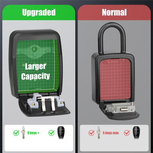 Key Lock Box with Code,Large Lock Box for House Key Portable Lock Box for Keys,4 Digit Combination Key Safe Storage 1