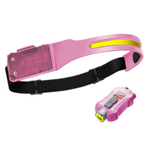 Head Flashlight Waterproof Rechargeable Sensor Lamp, Head Strap, Motion Activated, Long Runtime, Elastic COB LED, Pink