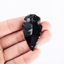 Black Obsidian Crystal Arrowhead Quartz for Protection and DIY Jewelry Making, 3pcs