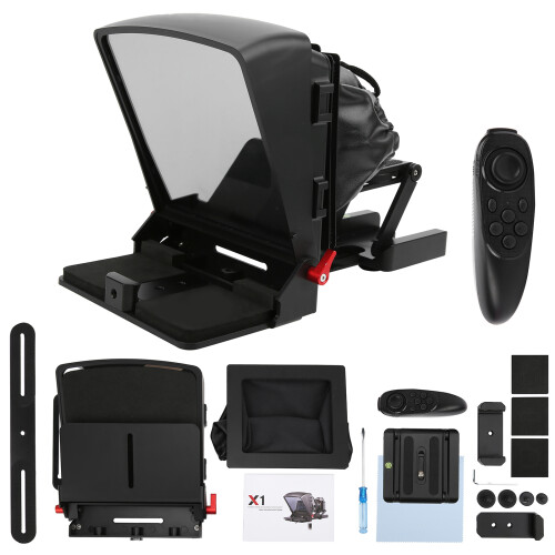 Efficient Video Accessories Teleprompter with Quick Camera Mounting, High-definition Display for Smartphone and iPad, Foldable Design with Remote