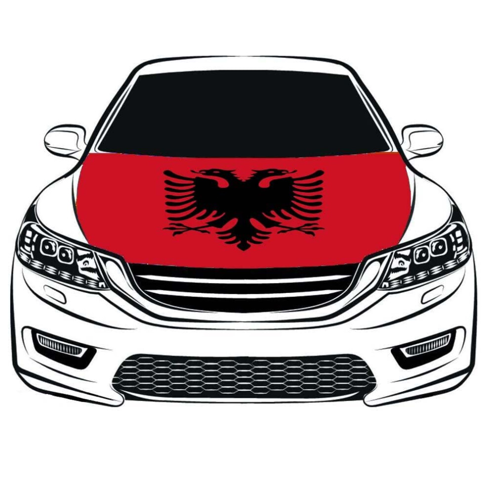 Albanian Eagle Car Hood Flag Weatherproof Stretchable Bonnet Cover Washable Patriotic Banner 3.5X5ft 9199774520089