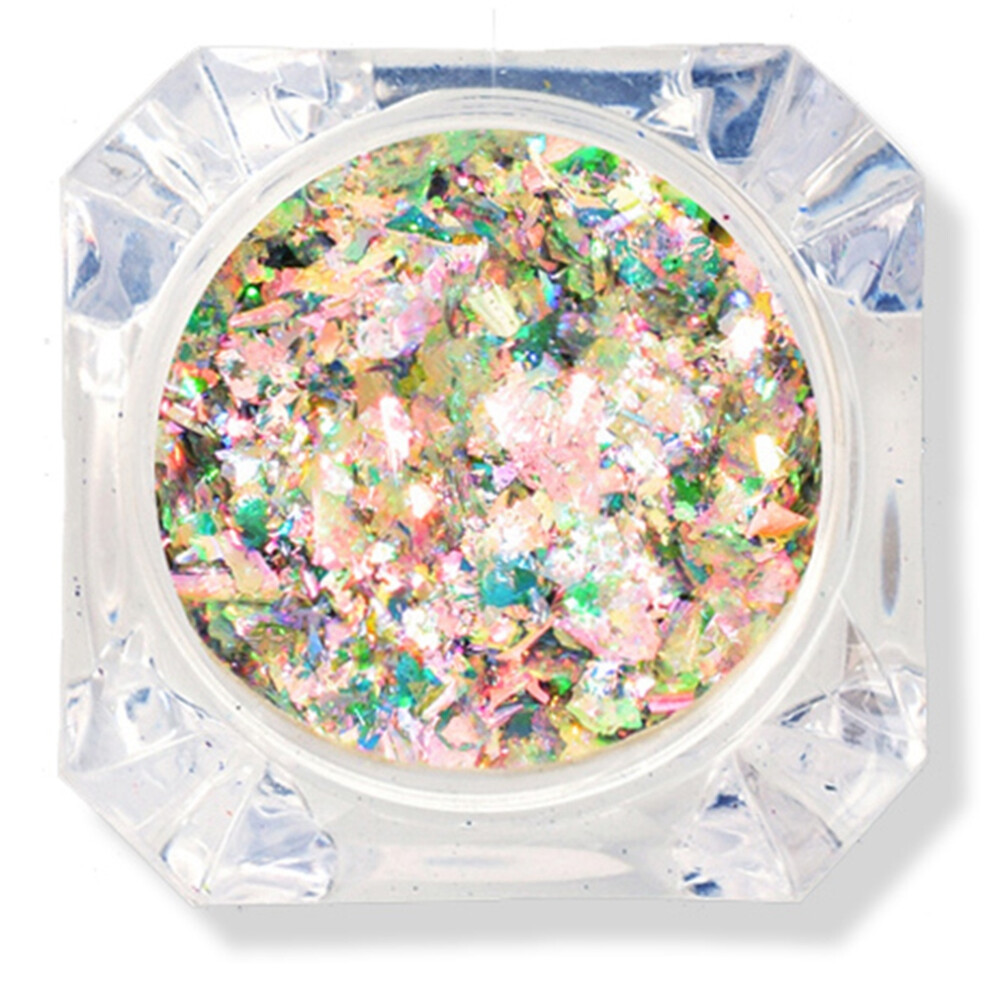 Chameleon Flakes for Artistic Nail Designs, Holographic Glitter with Sparkly Pigment Powder for DIY Manicure, Iridescent Nail Powder with Reflective